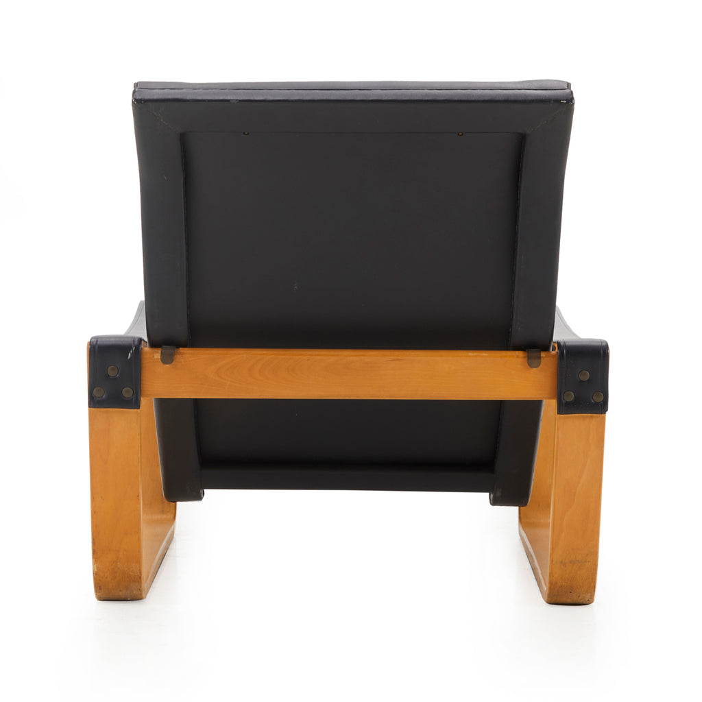 Black Leather Modern Low Back Quilted Lounge Chair