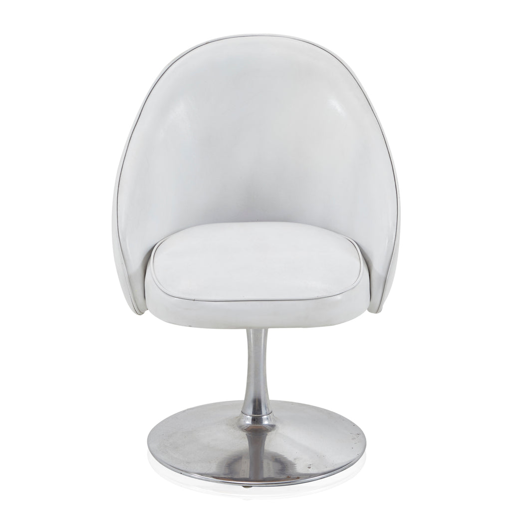 White Leather and Chrome Tulip Chair