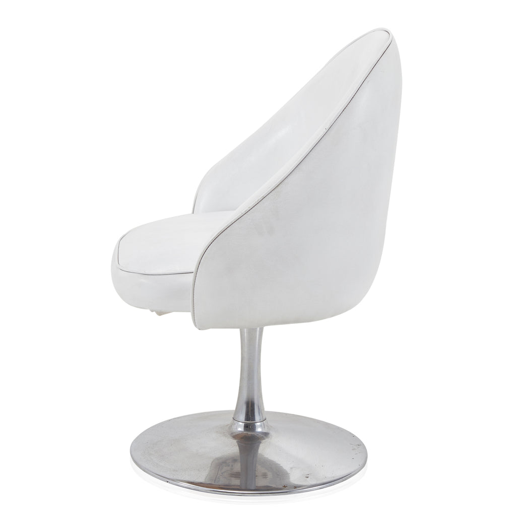 White Leather and Chrome Tulip Chair