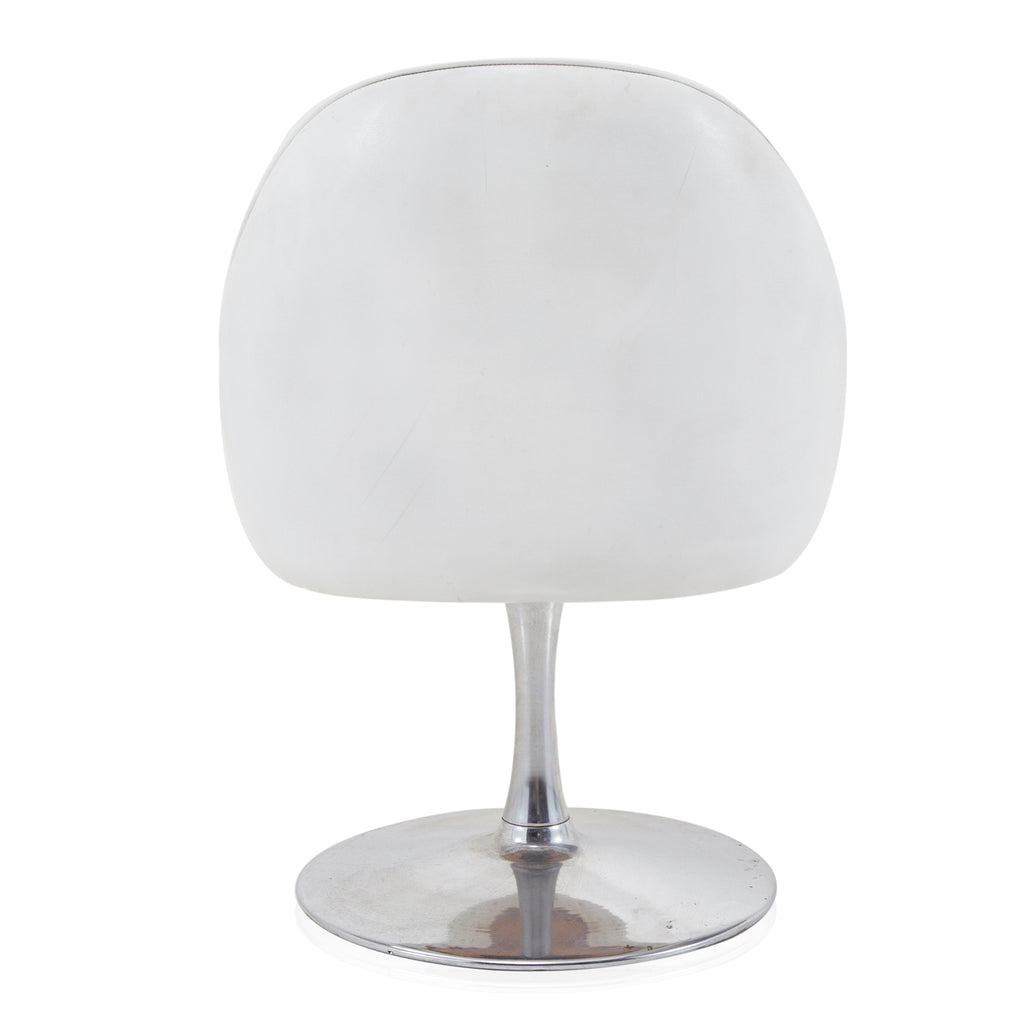 White Leather and Chrome Tulip Chair