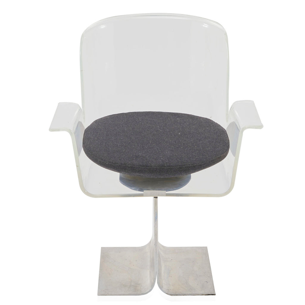 Lucite Wing Arm Chair with Chrome Stand