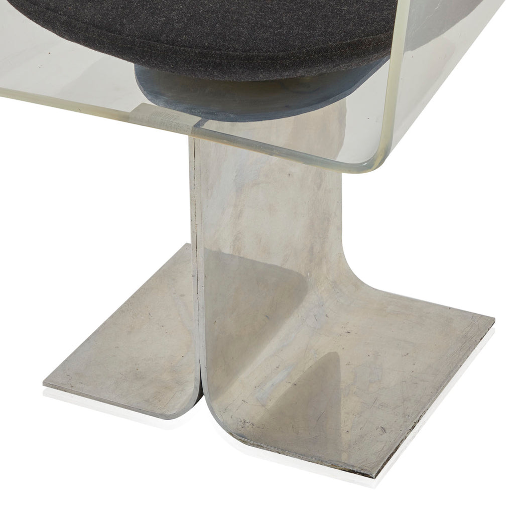 Lucite Wing Arm Chair with Chrome Stand