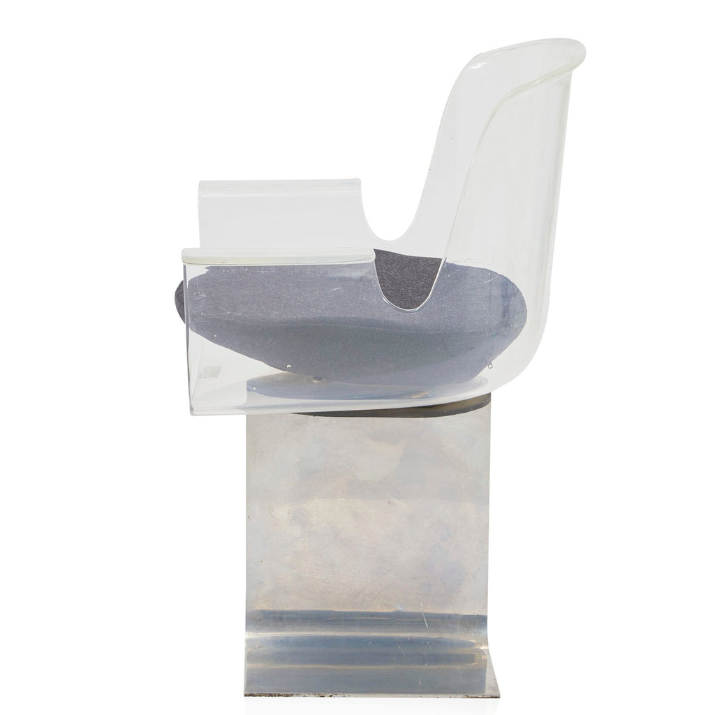 Lucite Wing Arm Chair with Chrome Stand