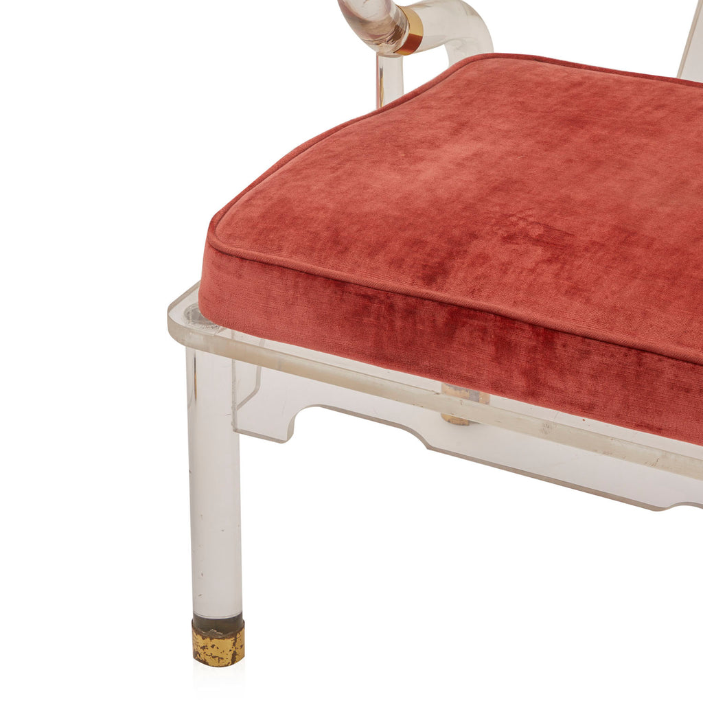 Ornamental Lucite Armchair with Gold Trim
