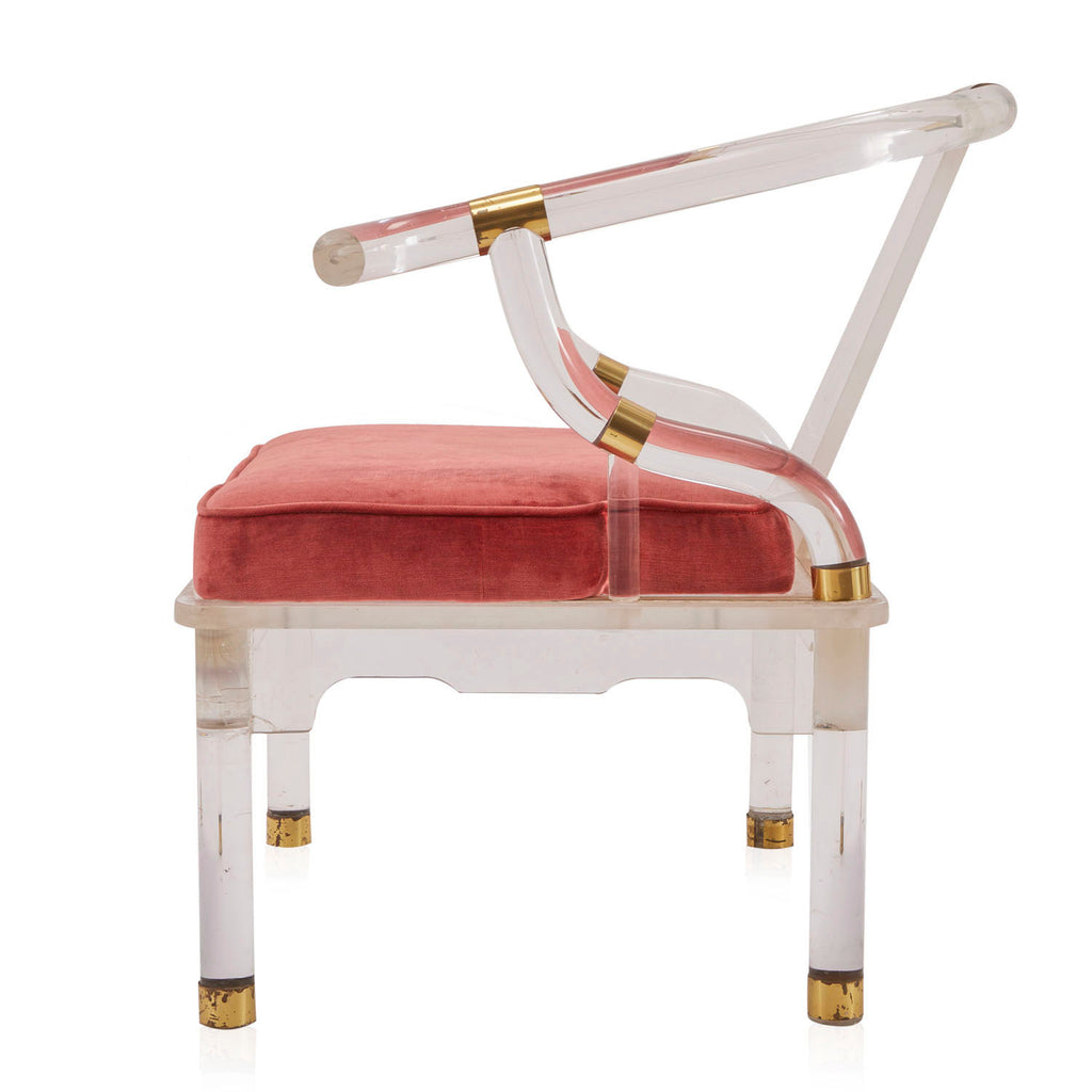 Ornamental Lucite Armchair with Gold Trim