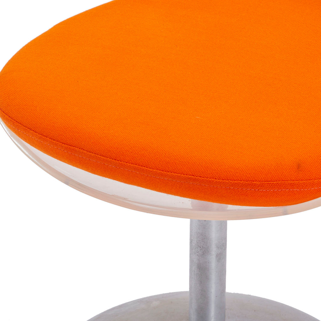 Orange & Lucite Modern Swivel Bucket Chair