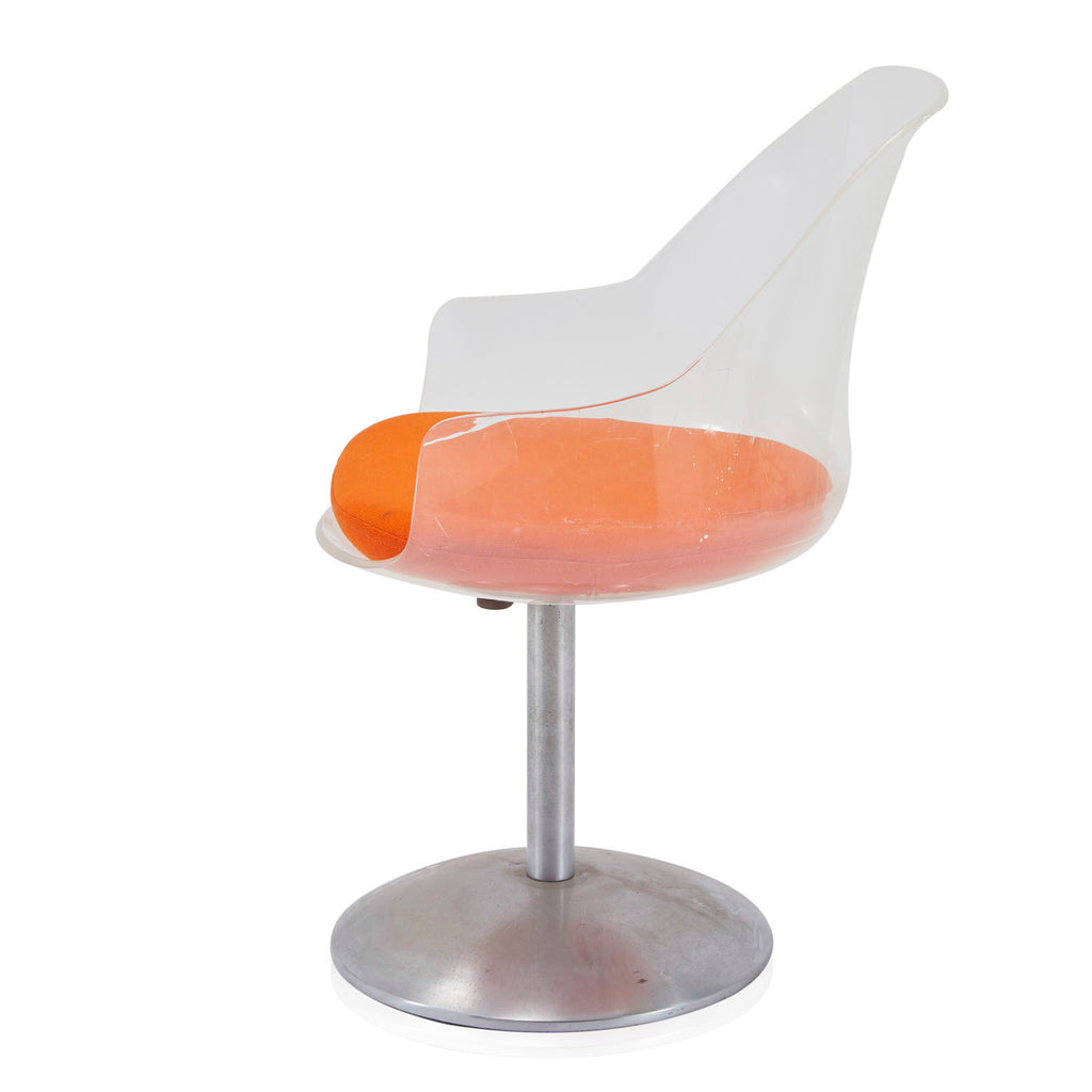 Orange & Lucite Modern Swivel Bucket Chair