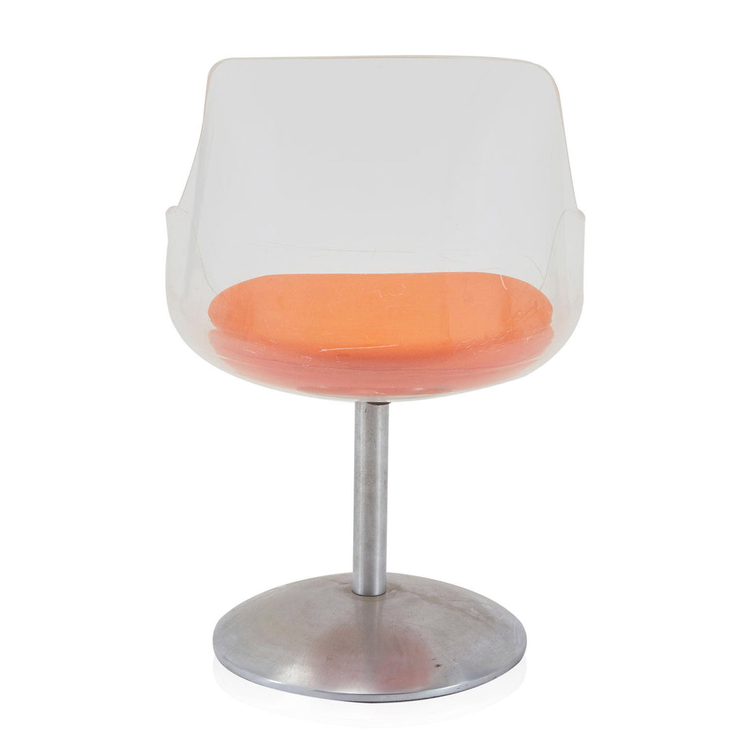 Orange & Lucite Modern Swivel Bucket Chair