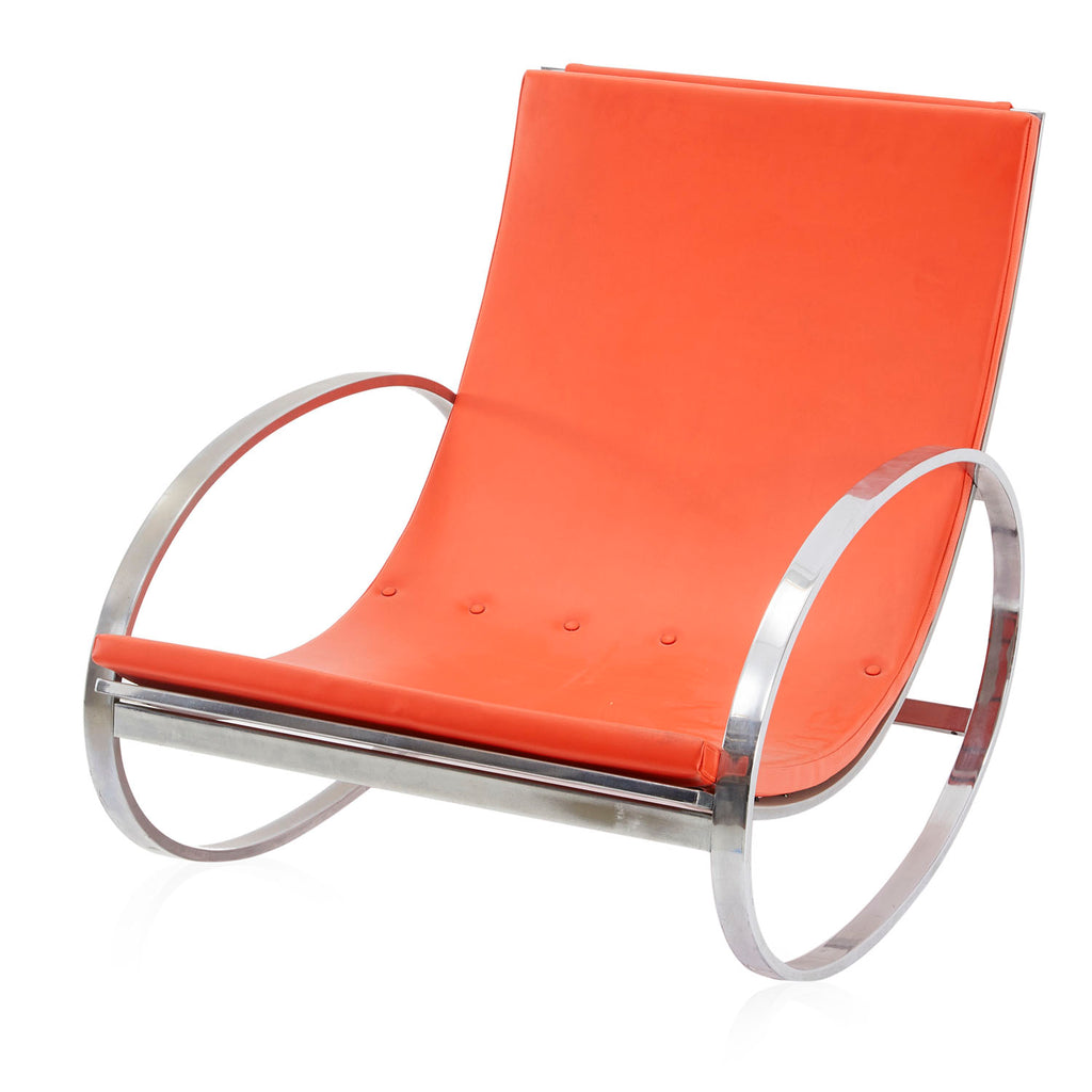 Orange and Chrome Rocker Lounge Chair