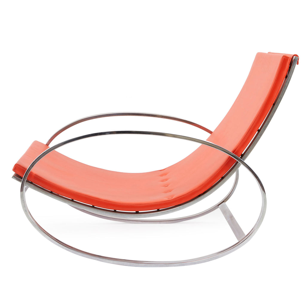 Orange and Chrome Rocker Lounge Chair