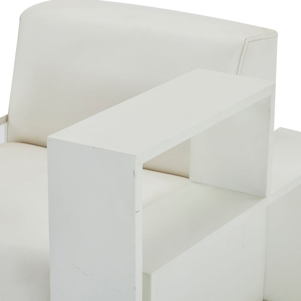 White Wide Geometric Modern Armchair