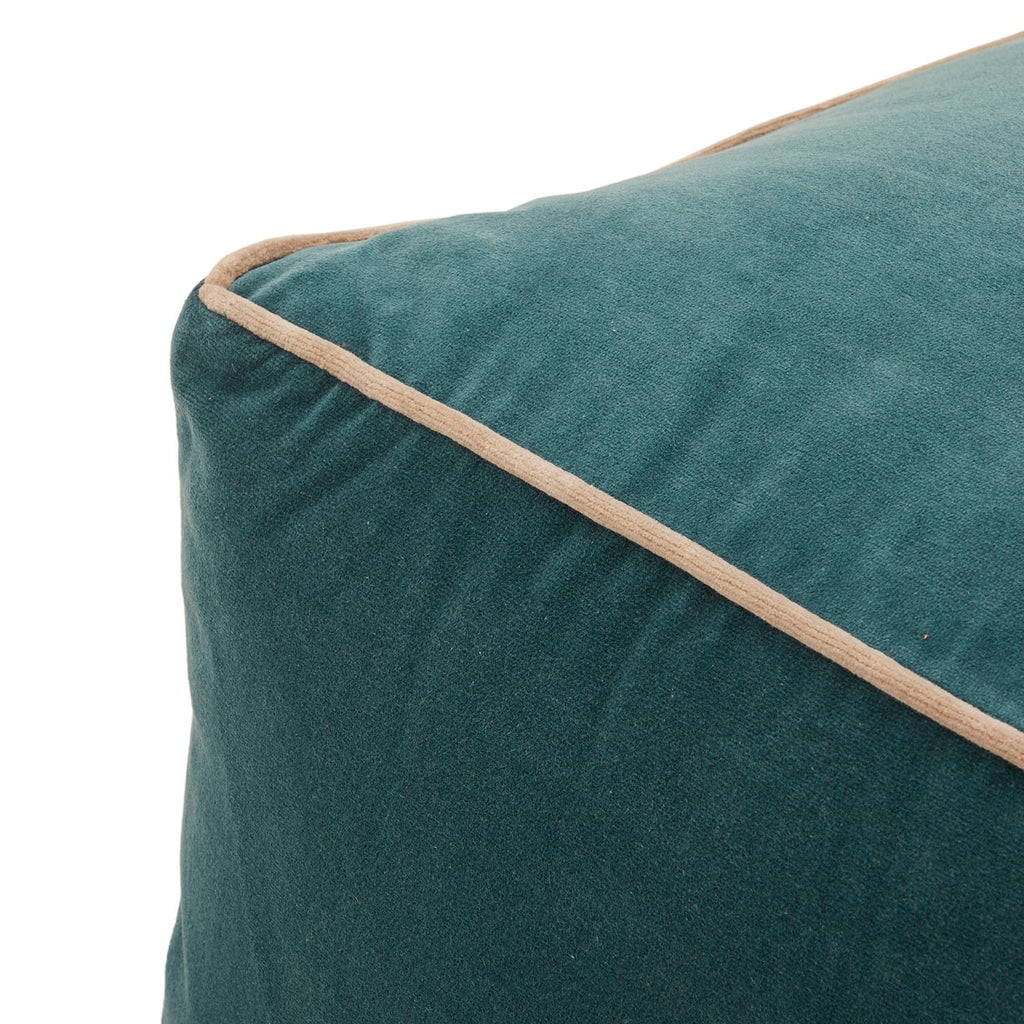 Modern Teal Velvet Square Pouf