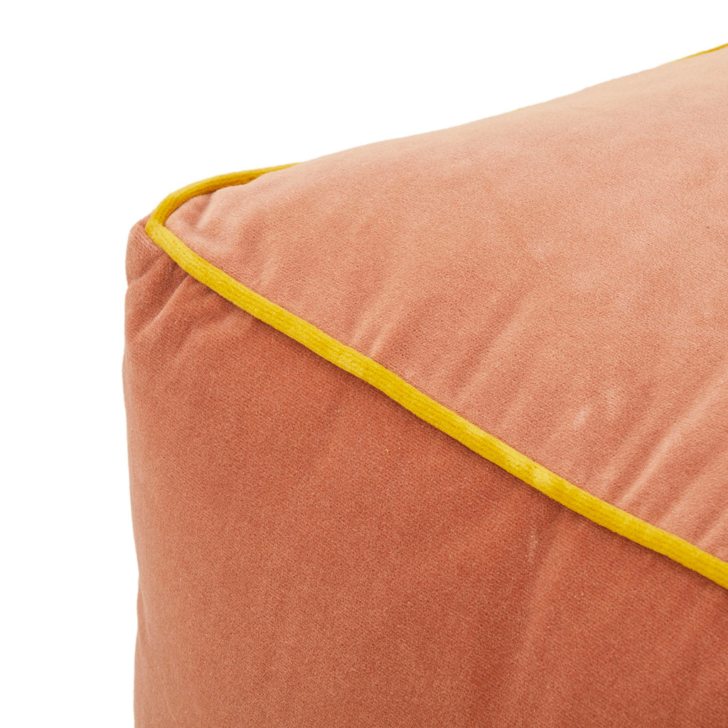 Modern Coral Velvet Square Pouf