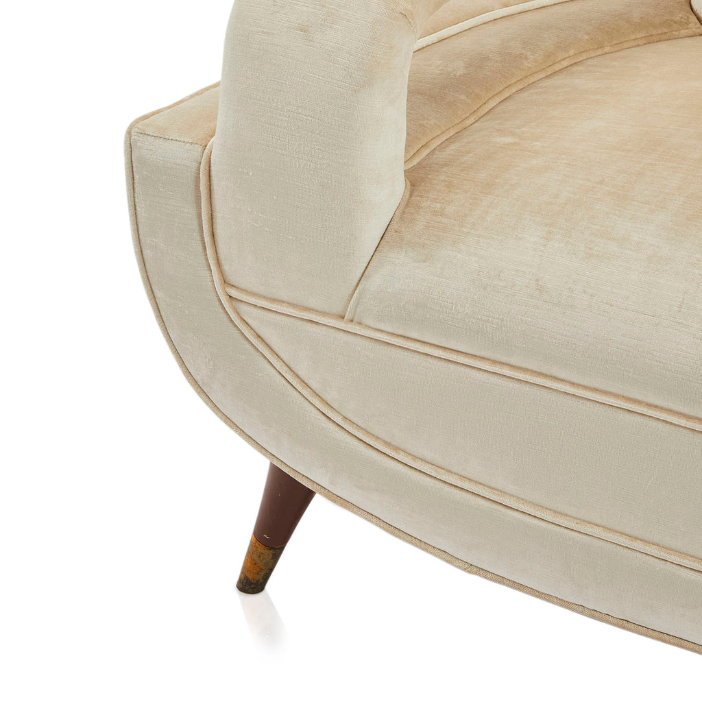 Cream Velvet Wide Scoop Lounge Chair