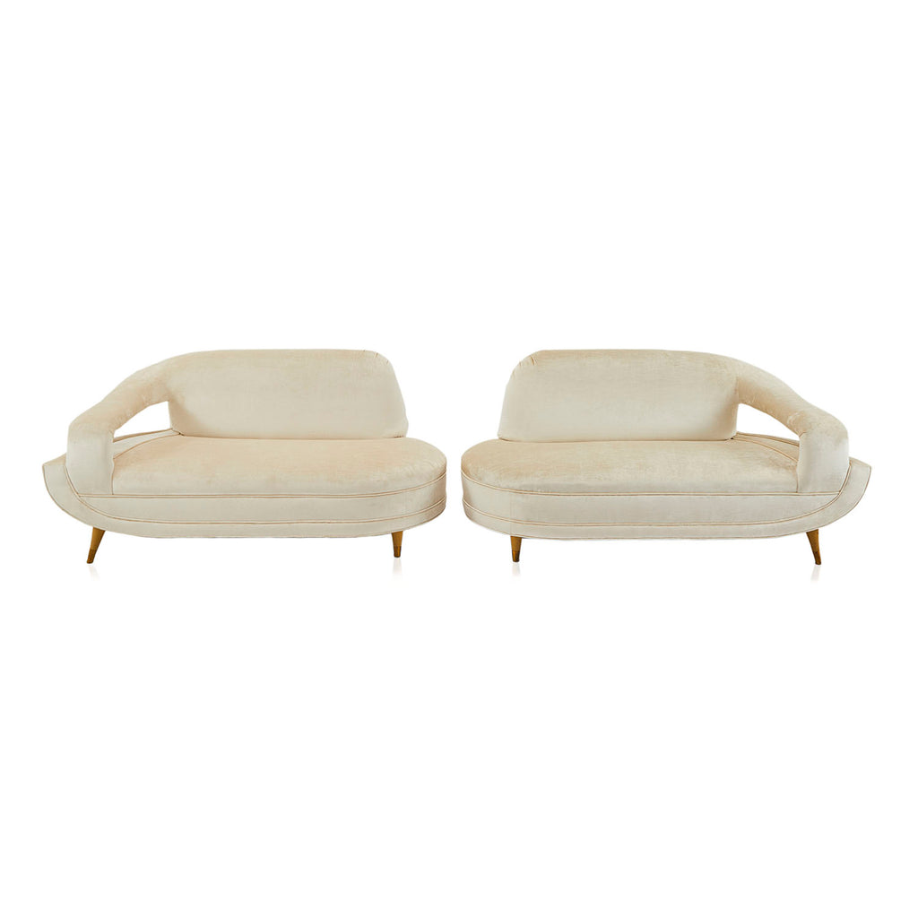Half Cream Velvet Sectional Sofa Piece (LEFT ARM ONLY)