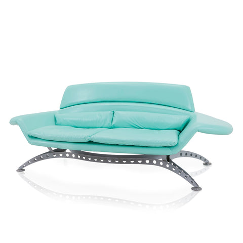 Blue Turquoise Futuristic Leather Couch