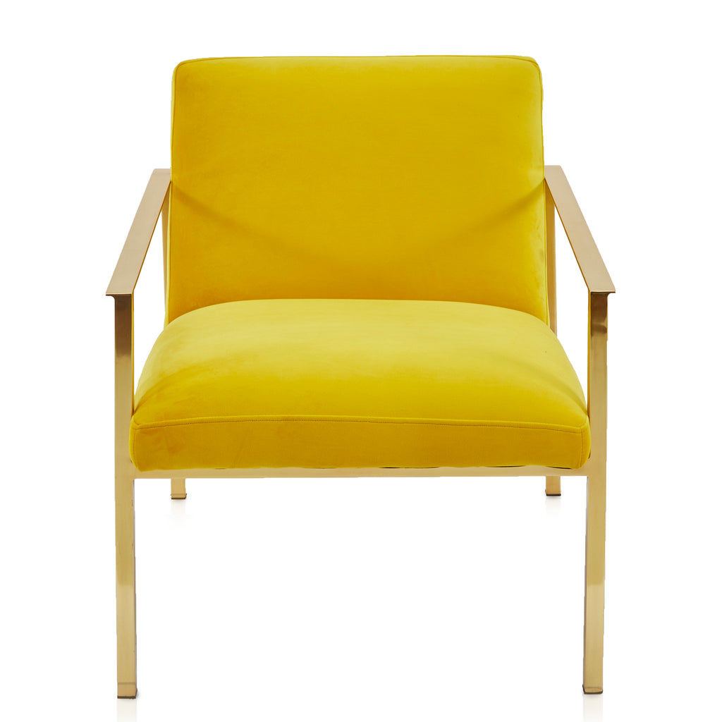 Yellow Velvet & Gold Frame Arm Chair