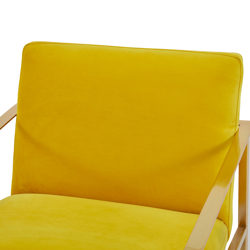 Yellow Velvet & Gold Frame Arm Chair