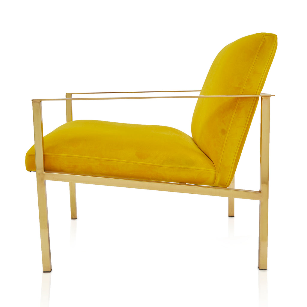 Yellow Velvet & Gold Frame Arm Chair