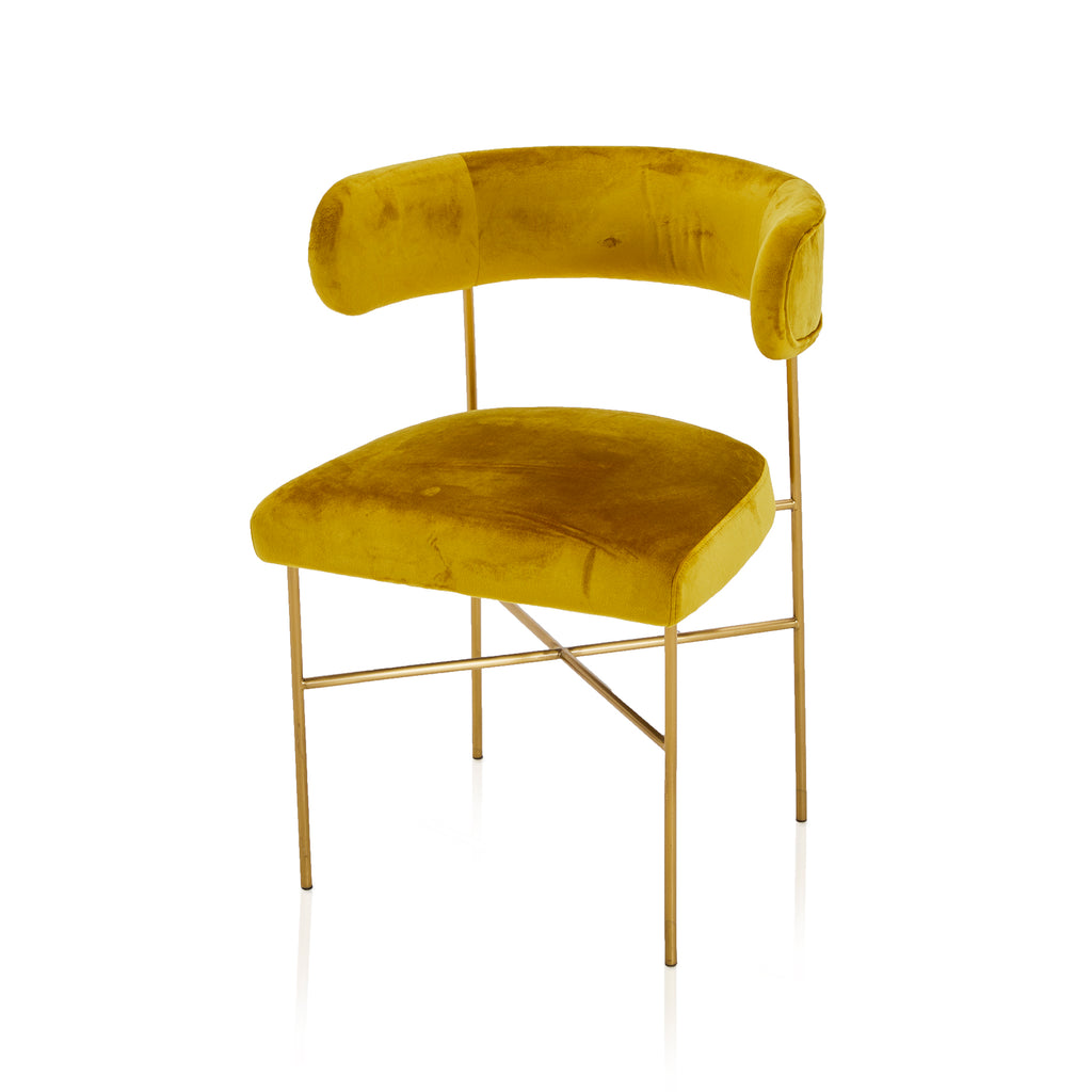 Yellow Velvet & Gold Dining Chair