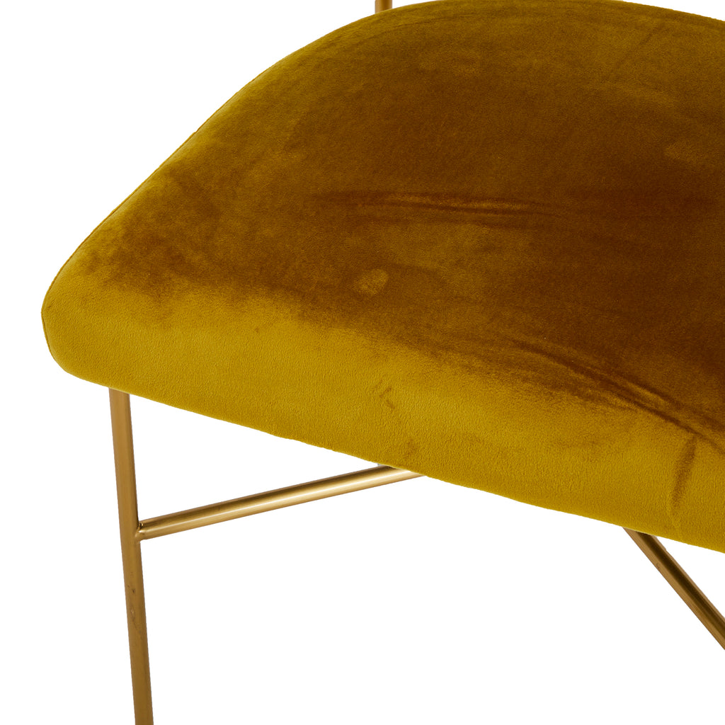 Yellow Velvet & Gold Dining Chair