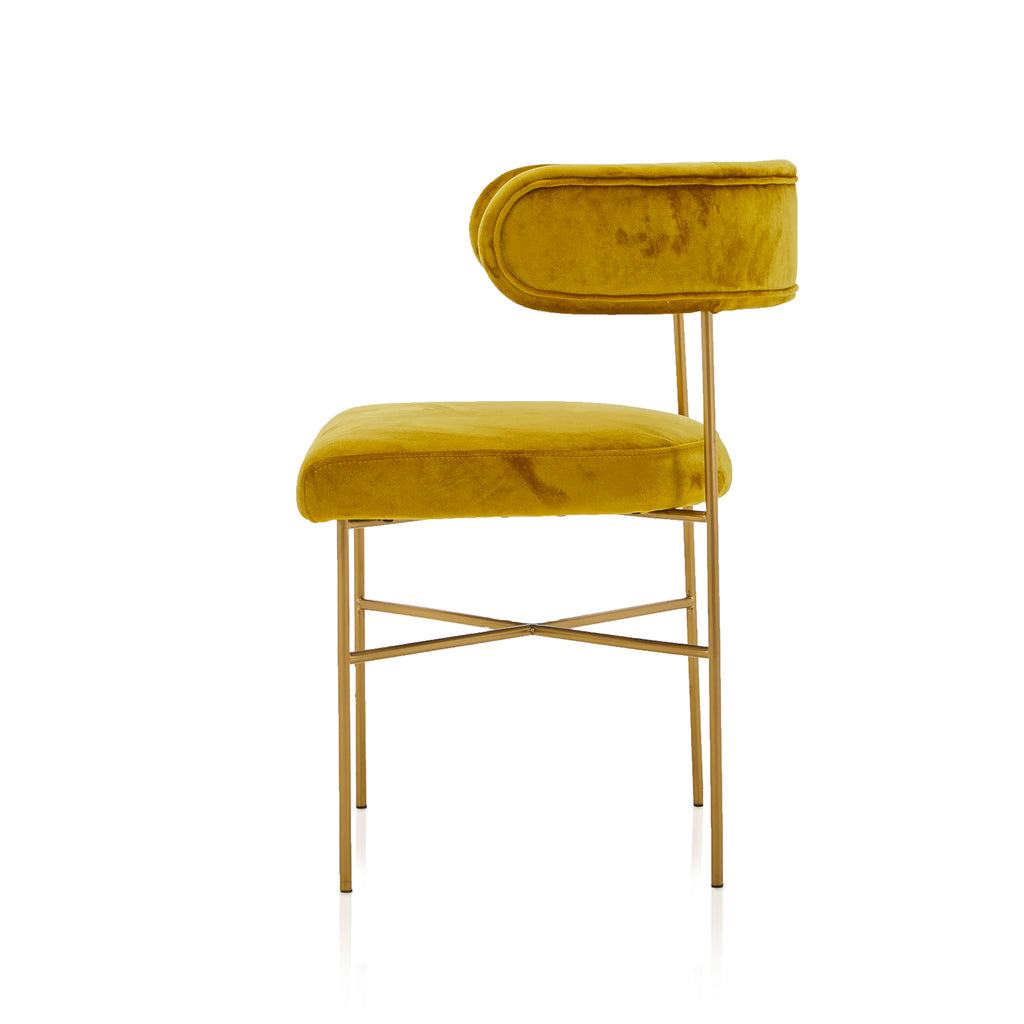 Yellow Velvet & Gold Dining Chair