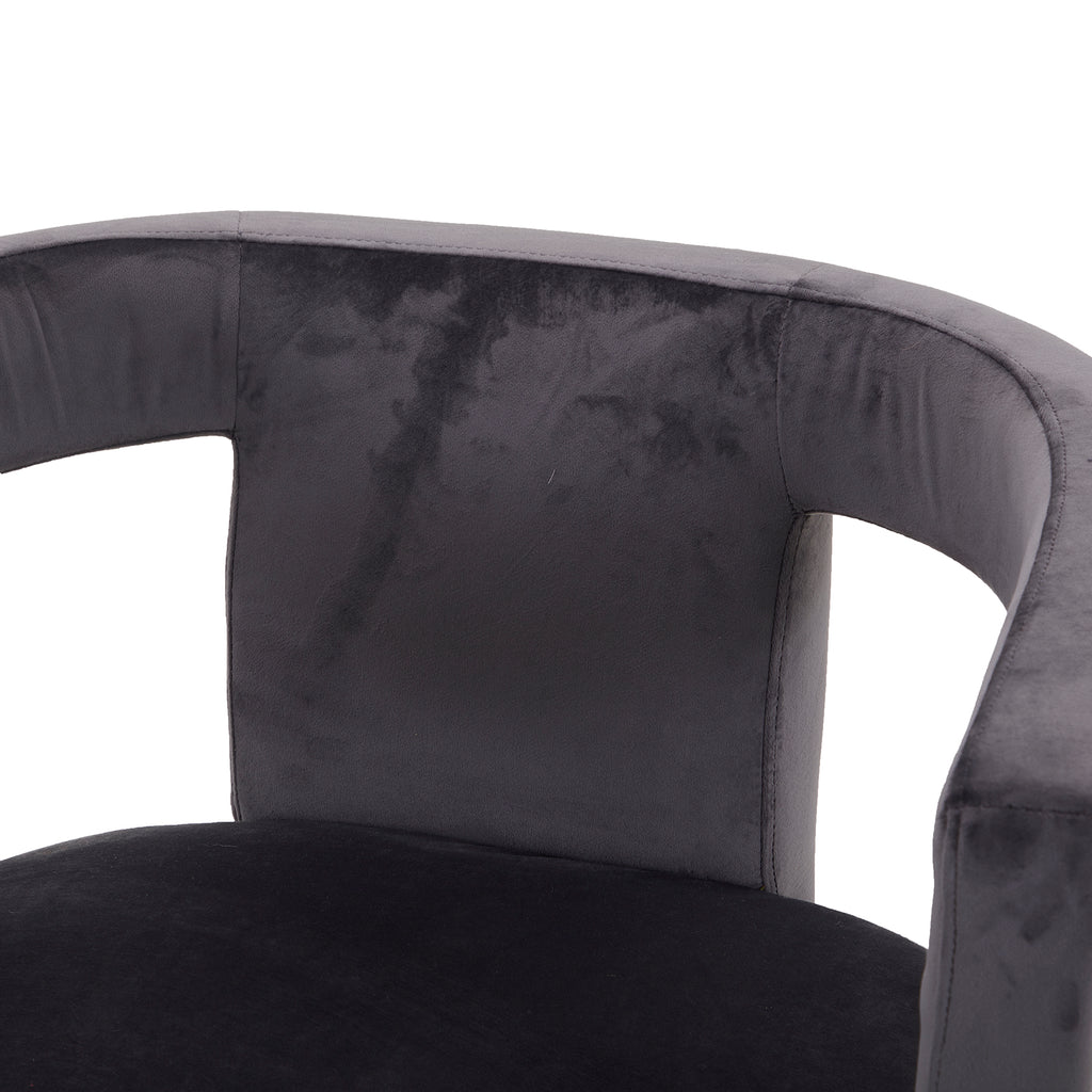 Grey Velvet Modern Cutout Arm Chair