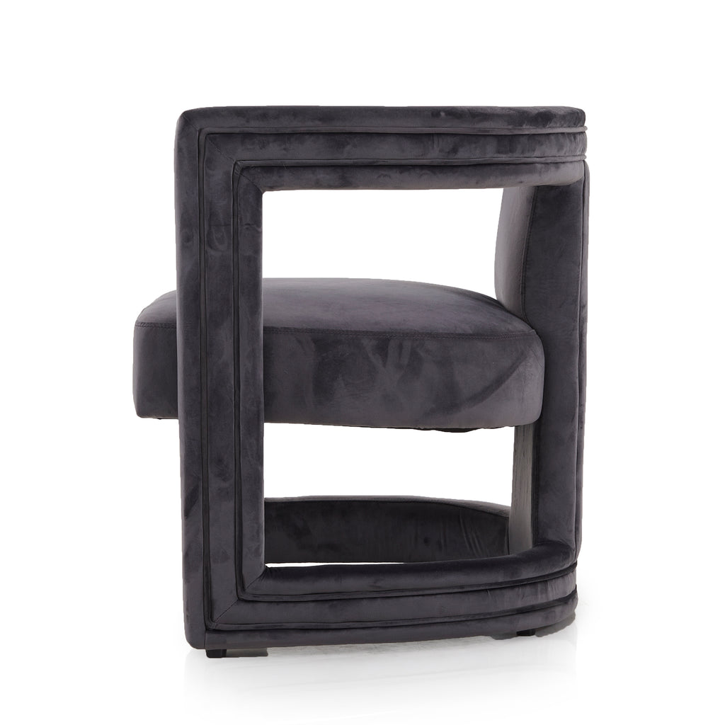 Grey Velvet Modern Cutout Arm Chair
