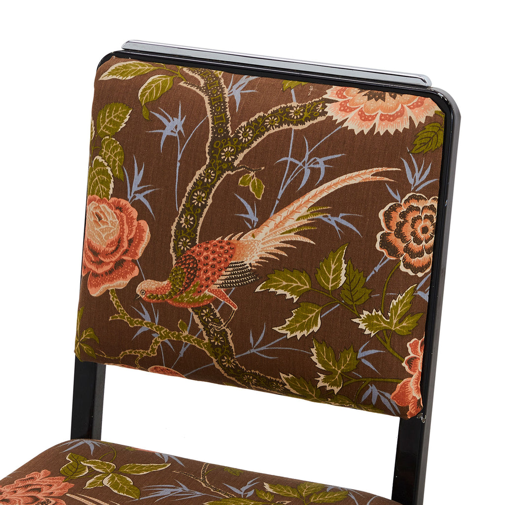 Brown Pheasant & Floral Accent Side Chair