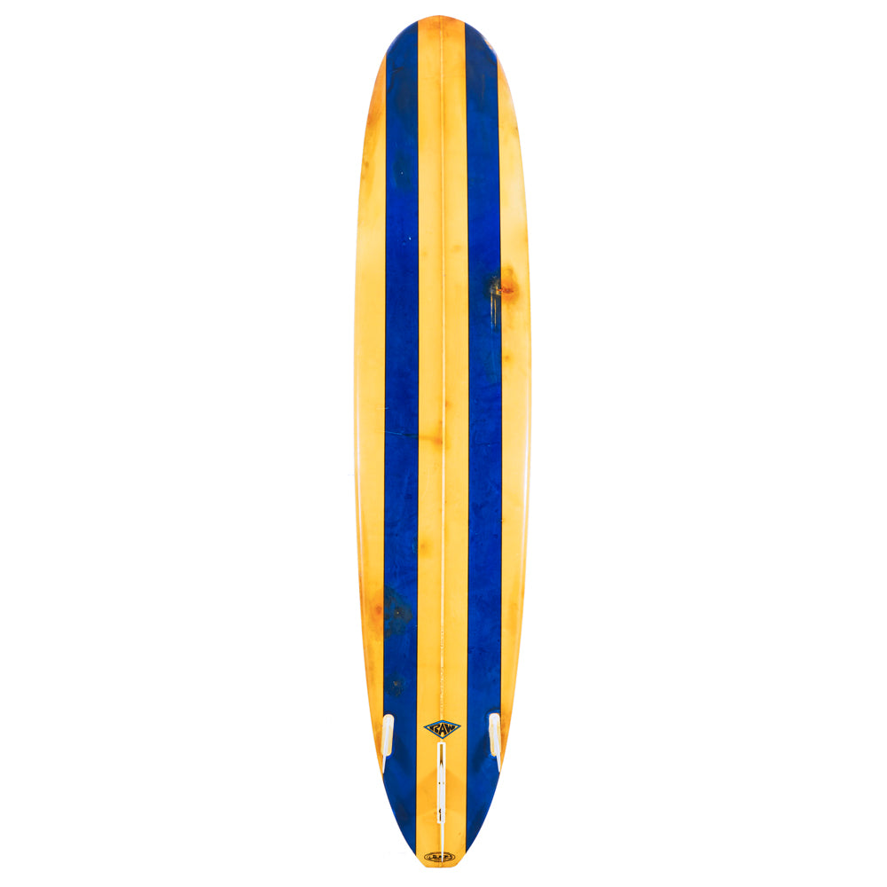 Blue and Yellow Striped Surfboard