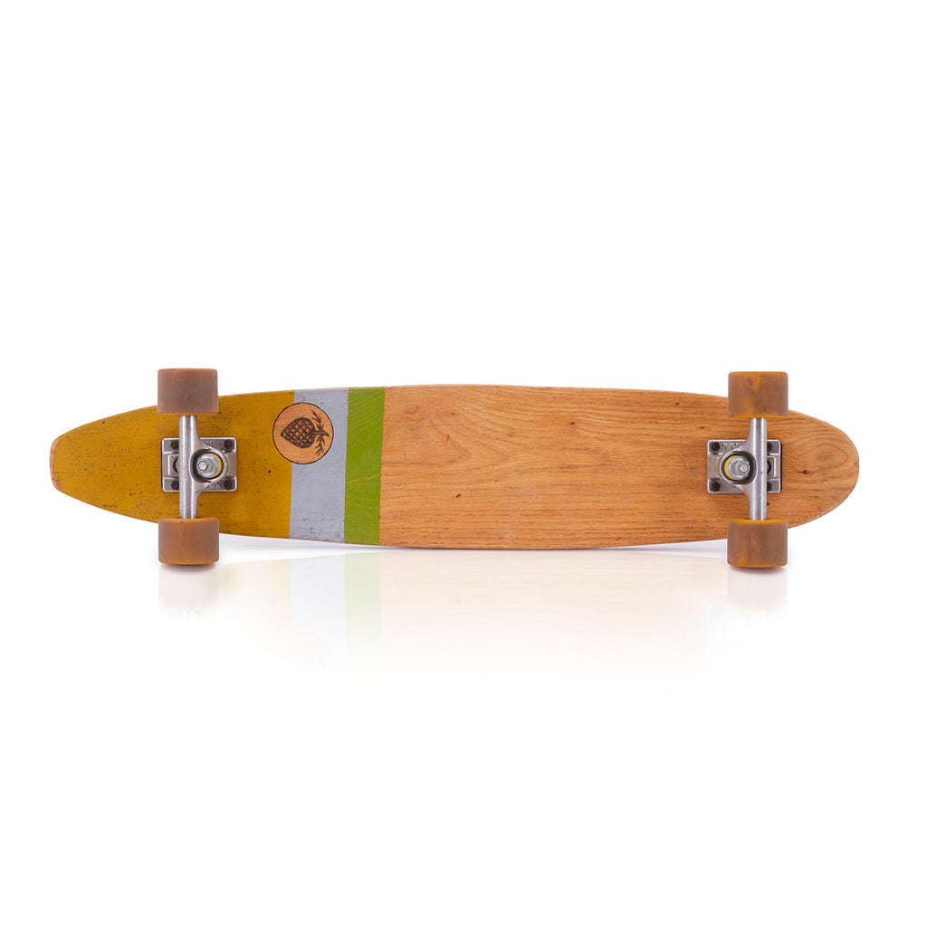 Natural Wood + Lime Stripe 70's Skateboard