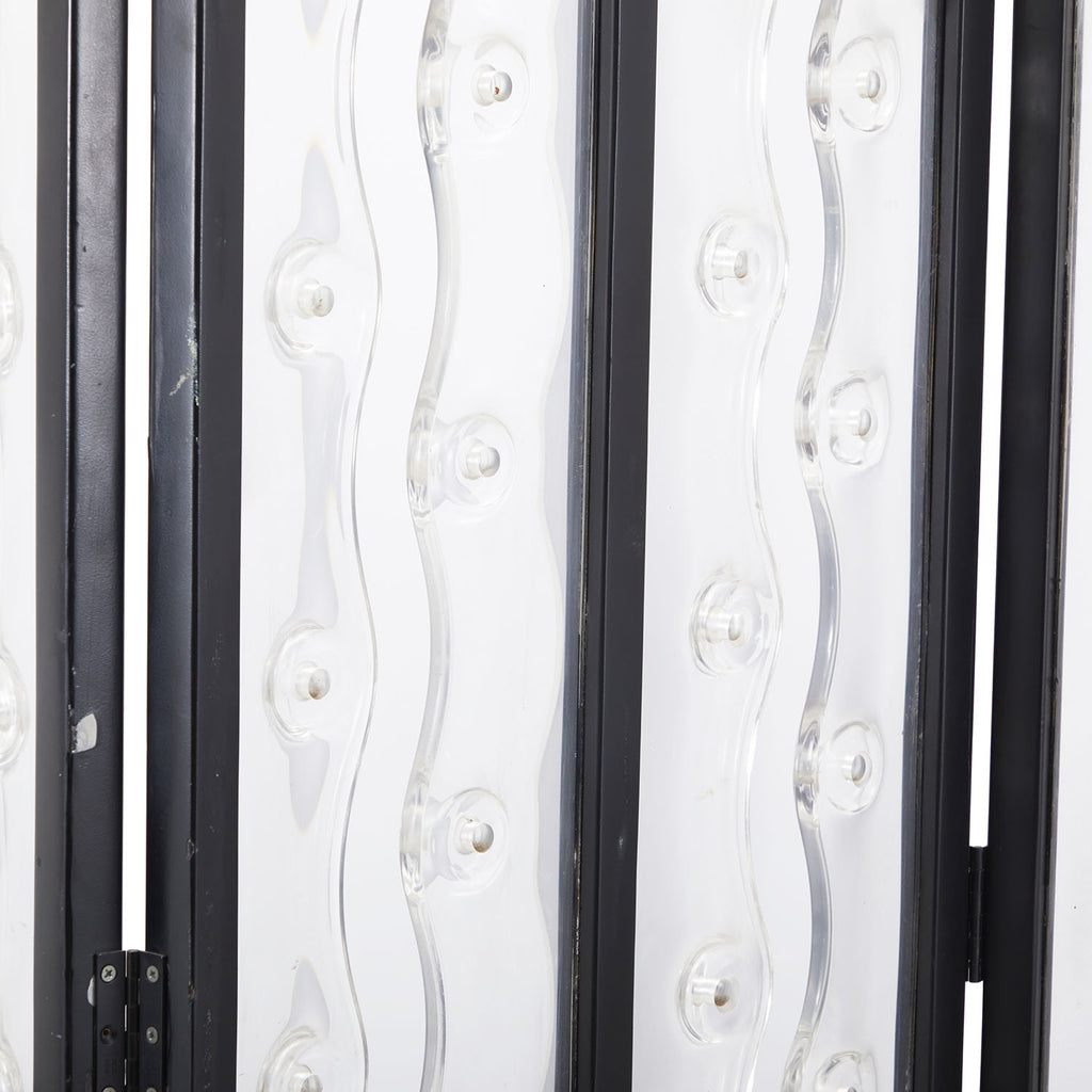Three-Panel Glass and Metal Screen Divider