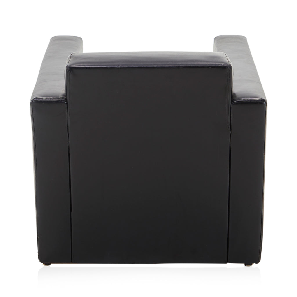 Black Angled Leather Armchair with Chrome Legs