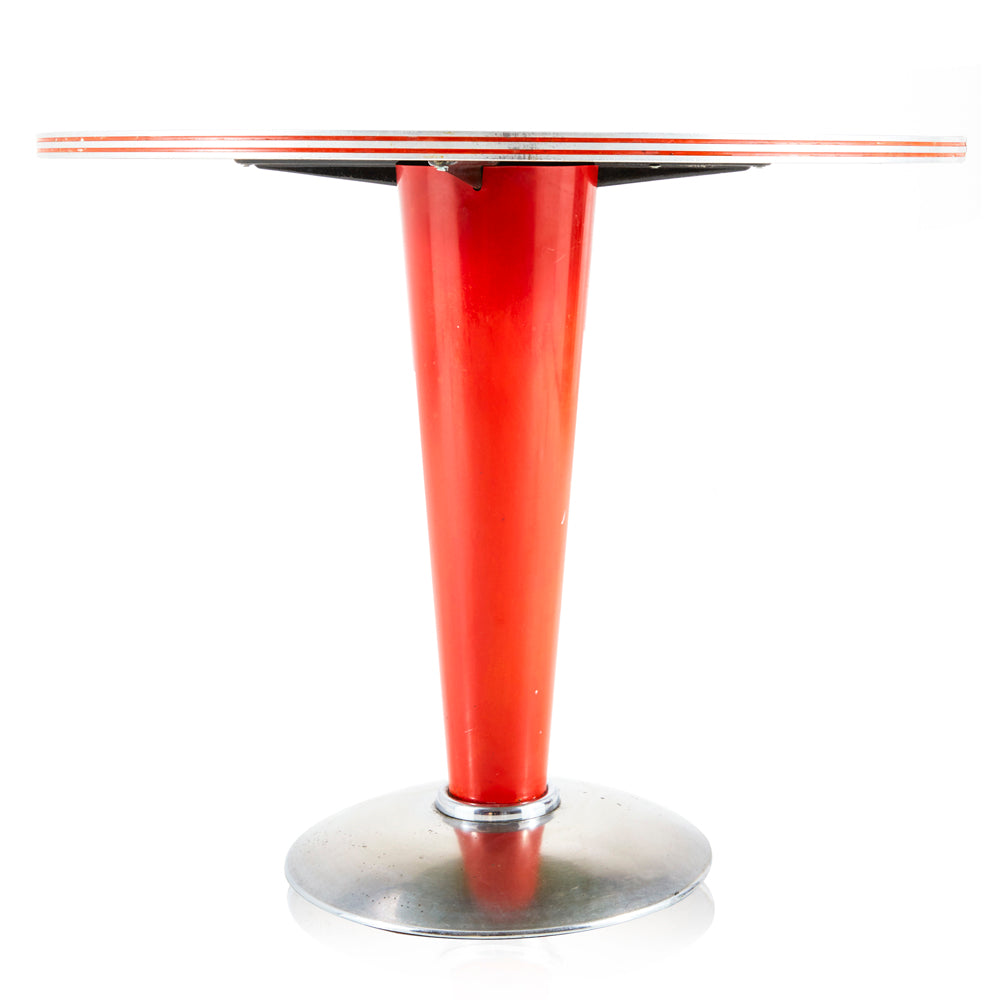 Round Orange and Chrome Kitchen Table