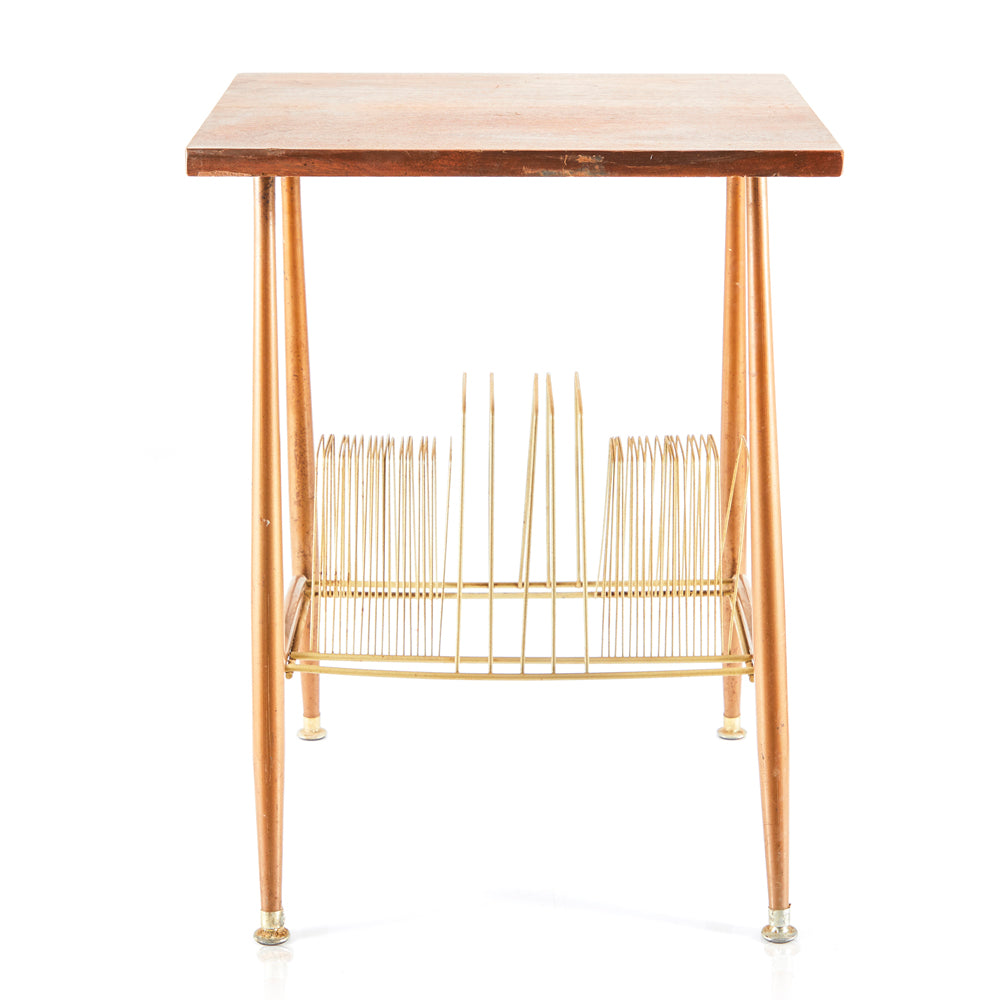 Wood End Table Record Holder