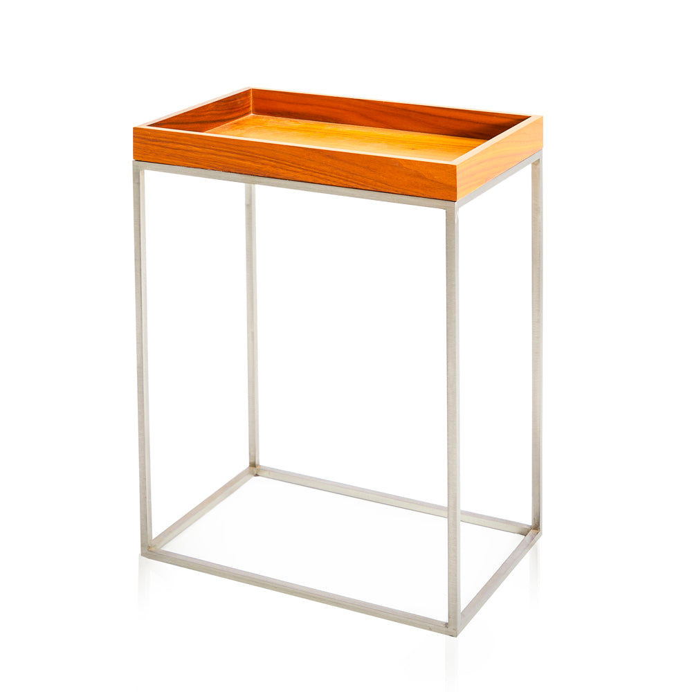 Wood Tray Side Table - Tall