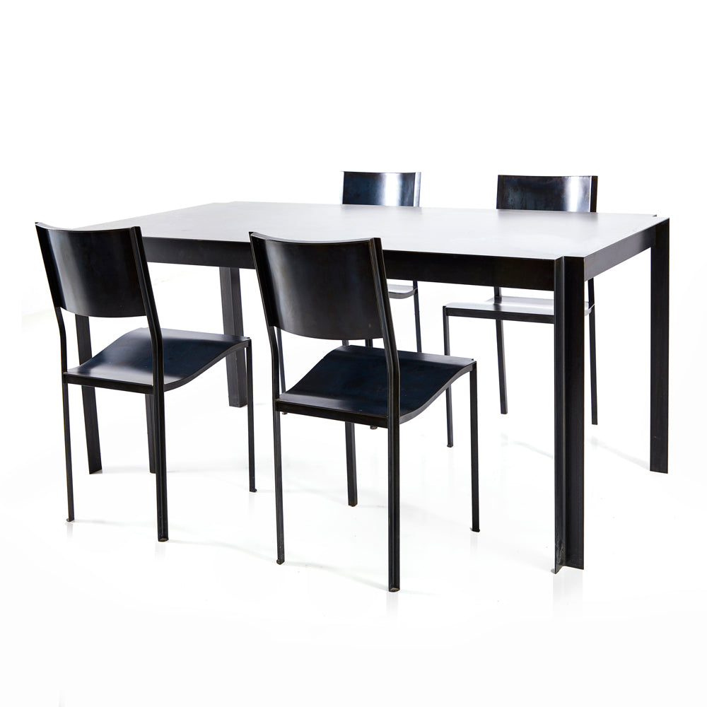 Black Steel Contemporary Dining Table