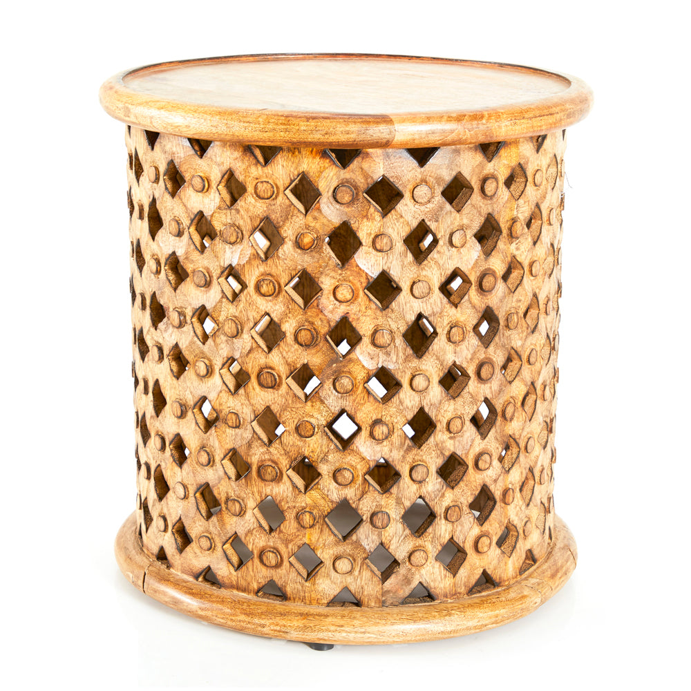 Wood Carved End Table