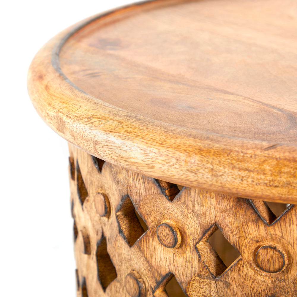 Wood Carved End Table
