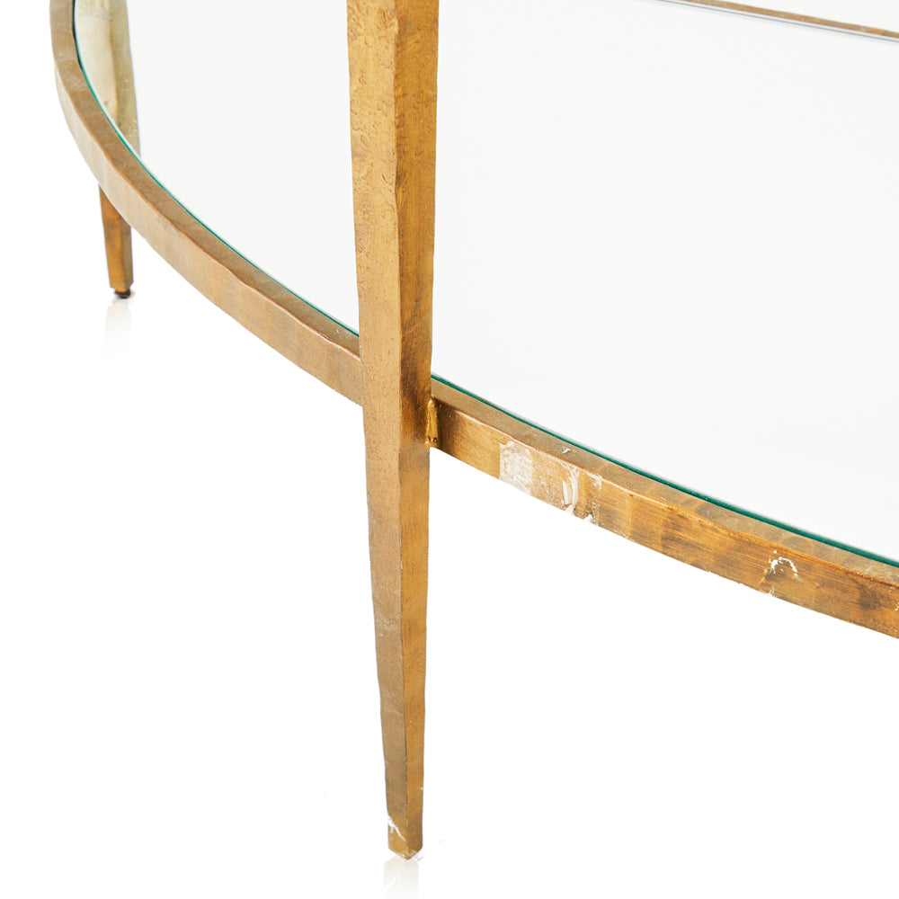 Brass & Glass Semi-Circle Console Table
