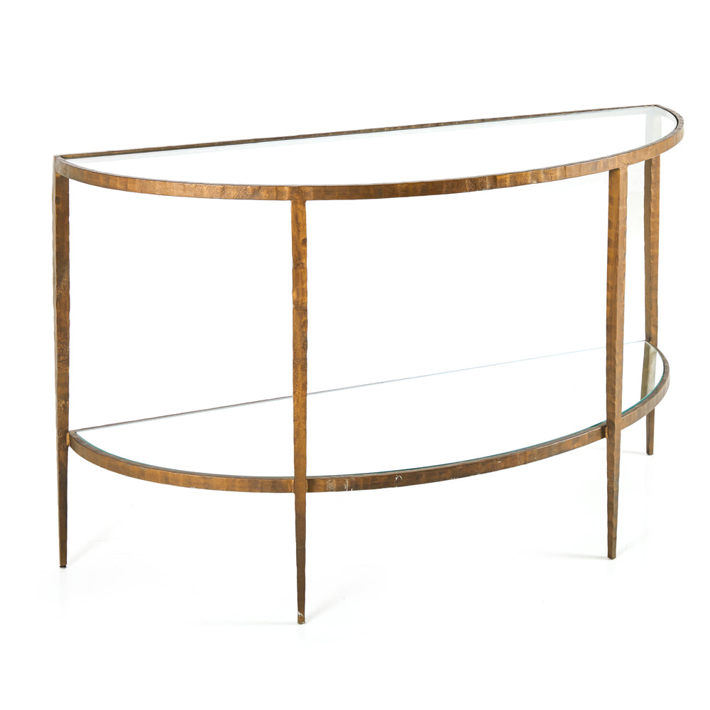 Brass & Glass Semi-Circle Console Table