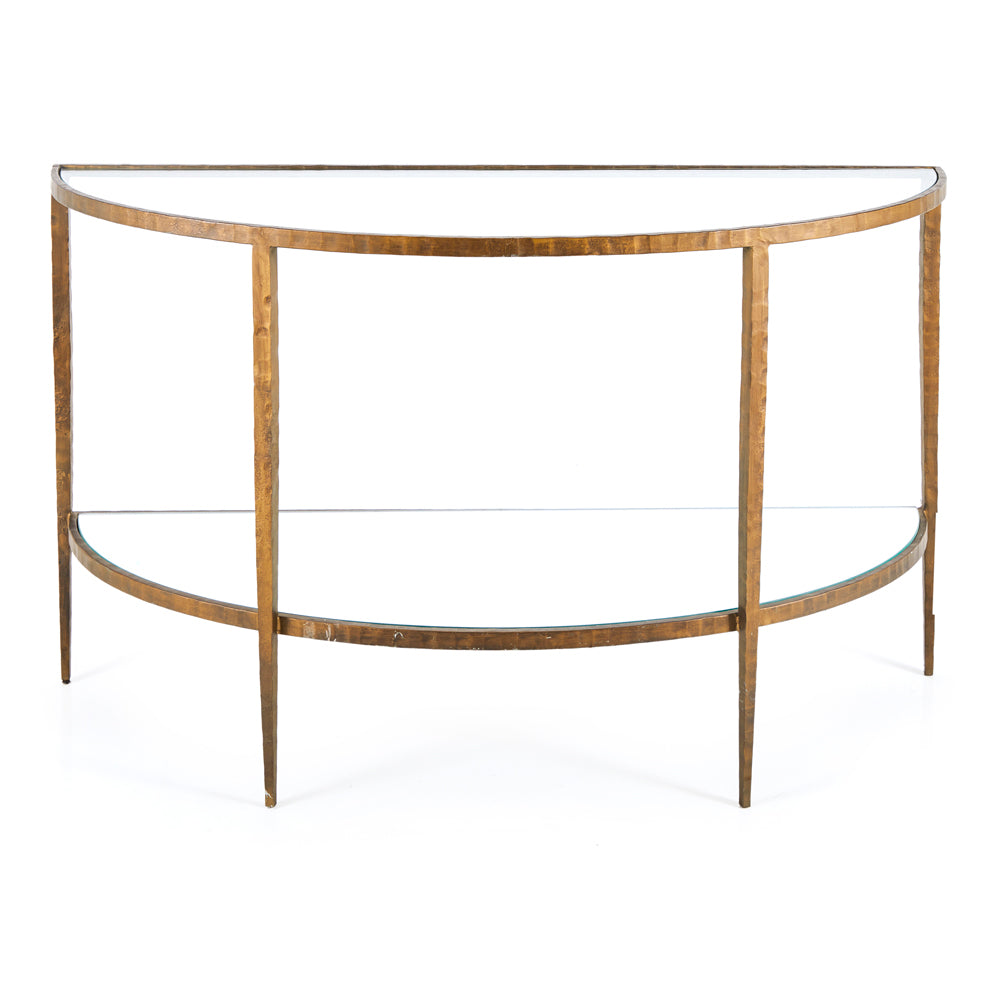 Brass & Glass Semi-Circle Console Table