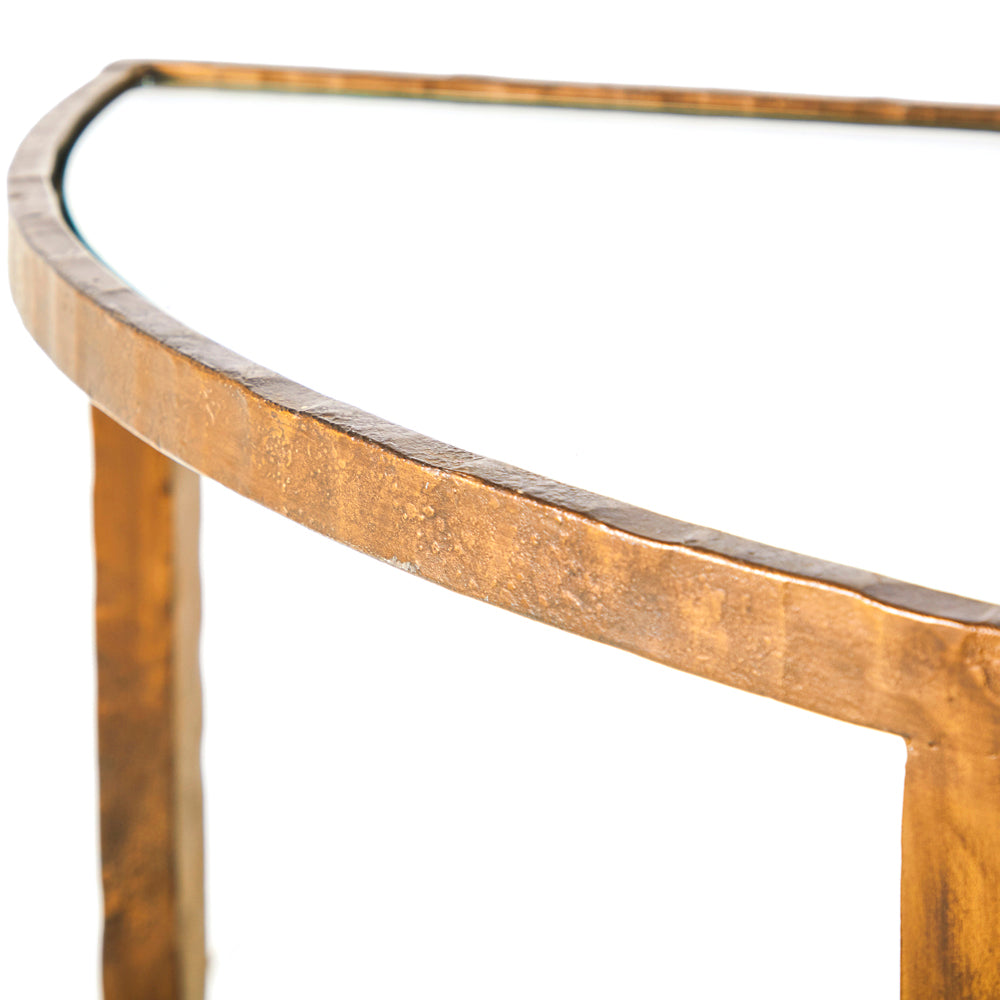 Brass & Glass Semi-Circle Console Table