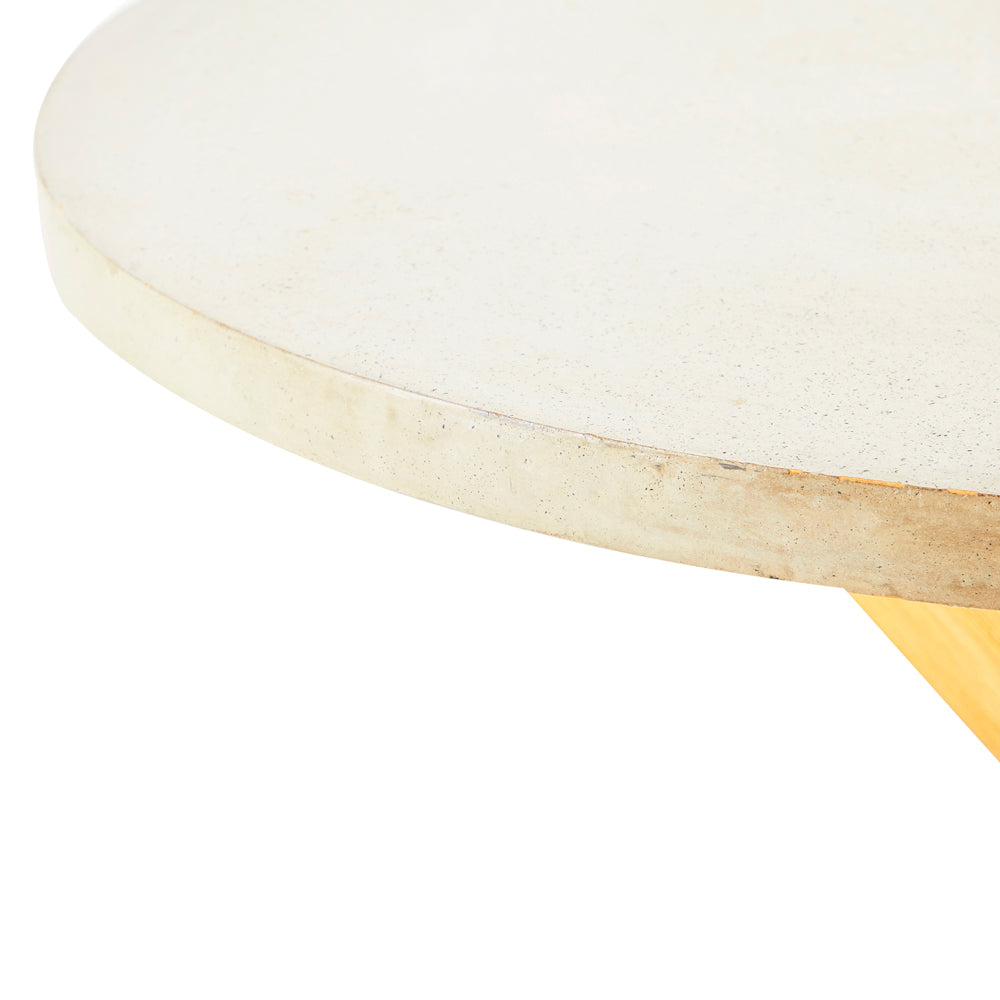 Round White Marble and Wood Dining Table