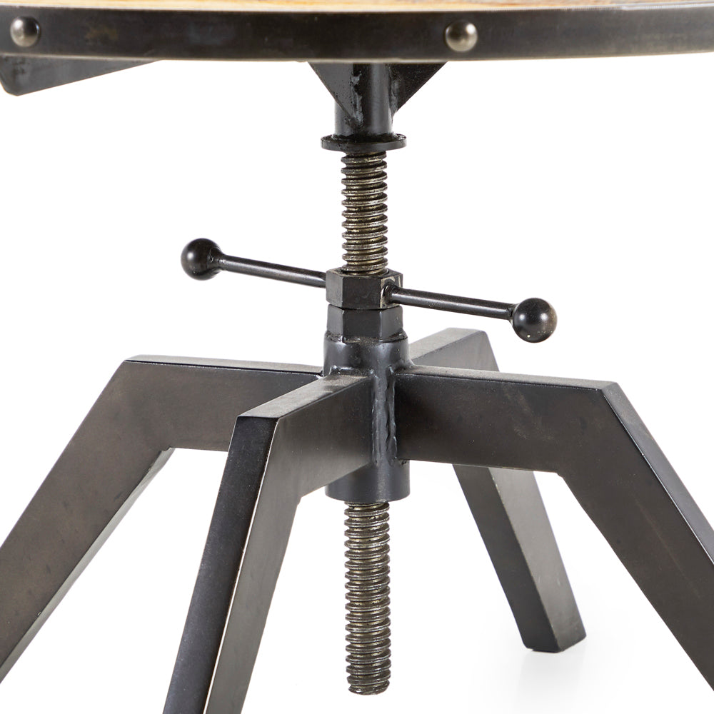Round Reclaimed Wood and Metal Coffee Table
