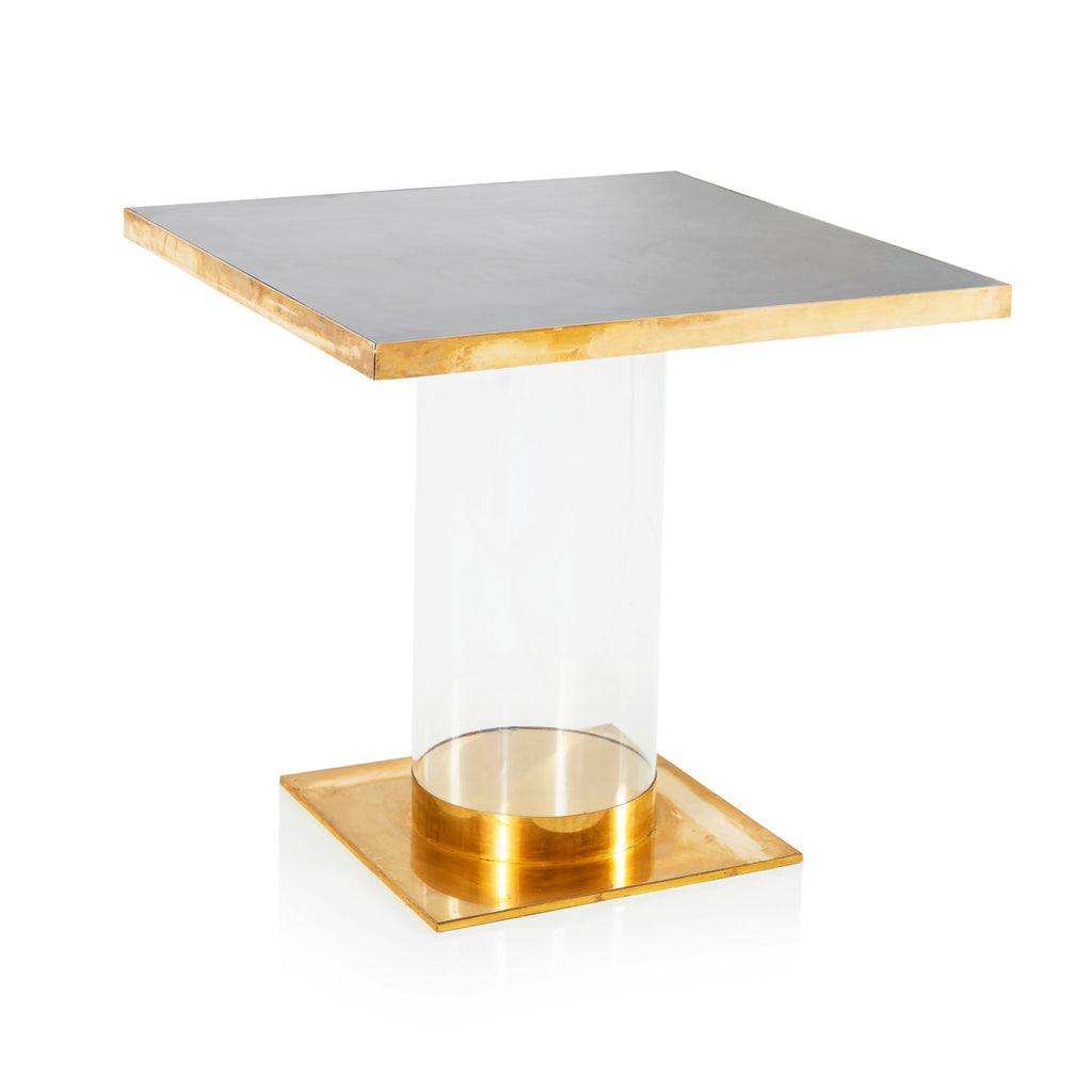 Square Black Gold Pedestal Dining Table