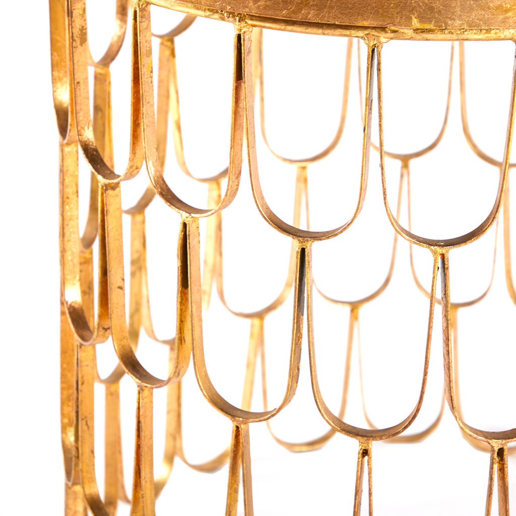 Black & Gold Scales Stone Side Table