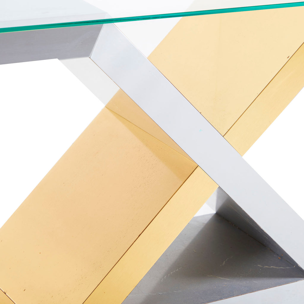 Gold & Silver X Console Table