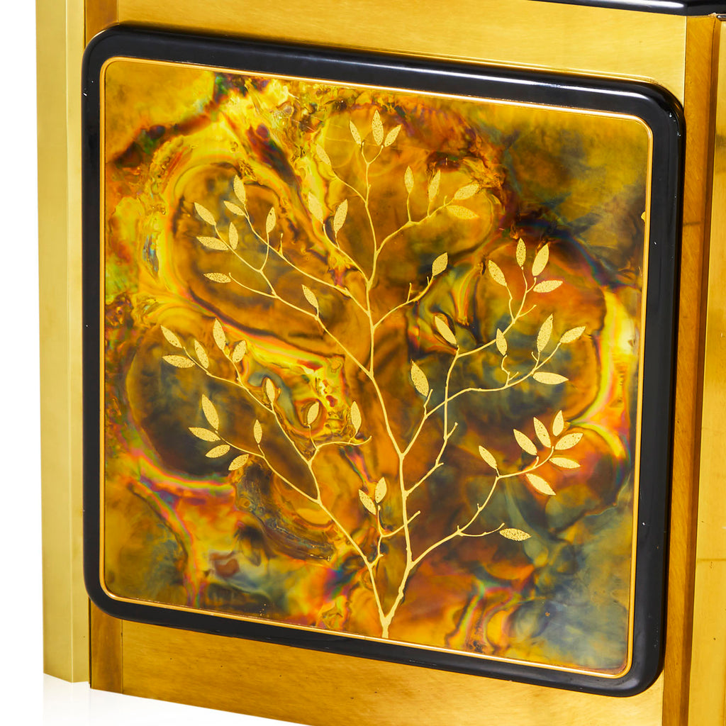 Marbled Gold and Black Console Credenza