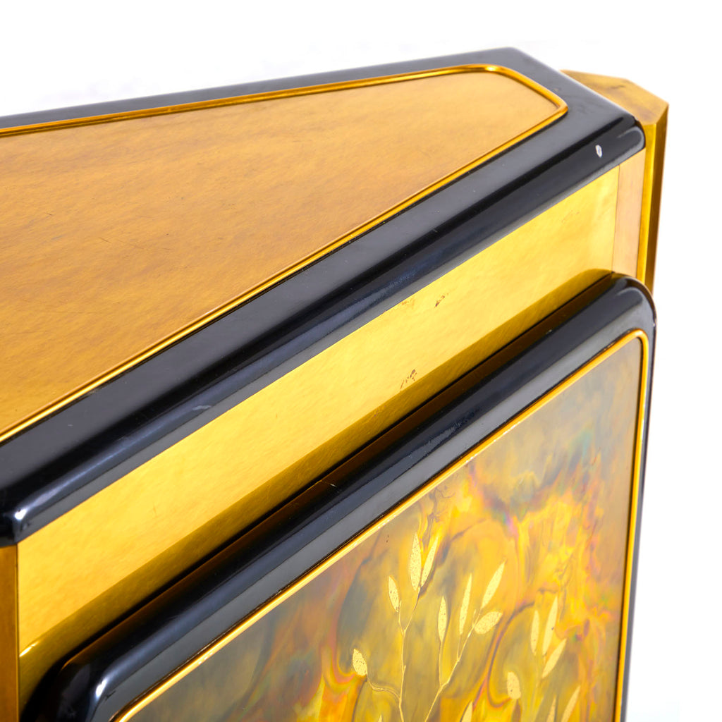 Marbled Gold and Black Console Credenza
